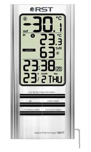 RST 02317 Цифровой термогигрометр, дом/улица, часы, календарь - фото