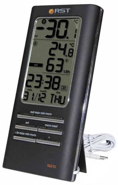 RST 02315 Цифровой термогигрометр, дом/улица, часы, календарь - фото